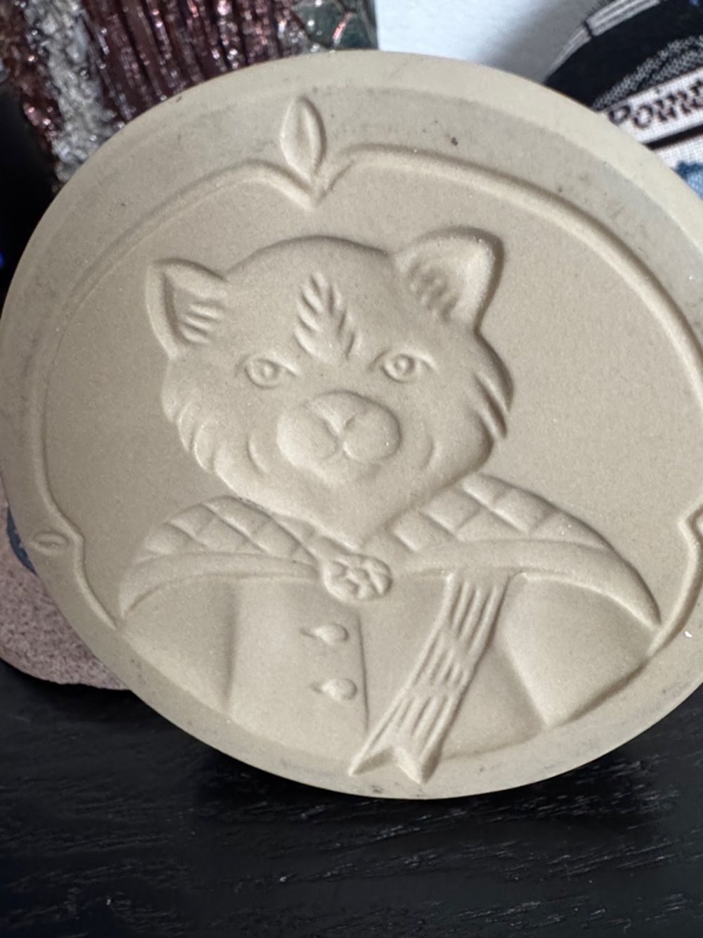 Cat Cookie press Hand-Painted Base - Green & Red